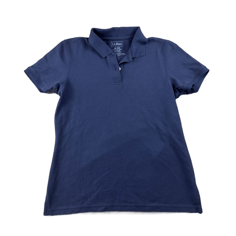LL Bean Premium Polo Shirt Women XS Blue Classic Short Sleeve Preppy Outdoor